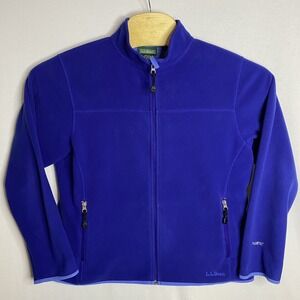 LL Bean Fleece Jacket Women's Medium Blue‎ Full Zip Polartec Soft Zip Pockets